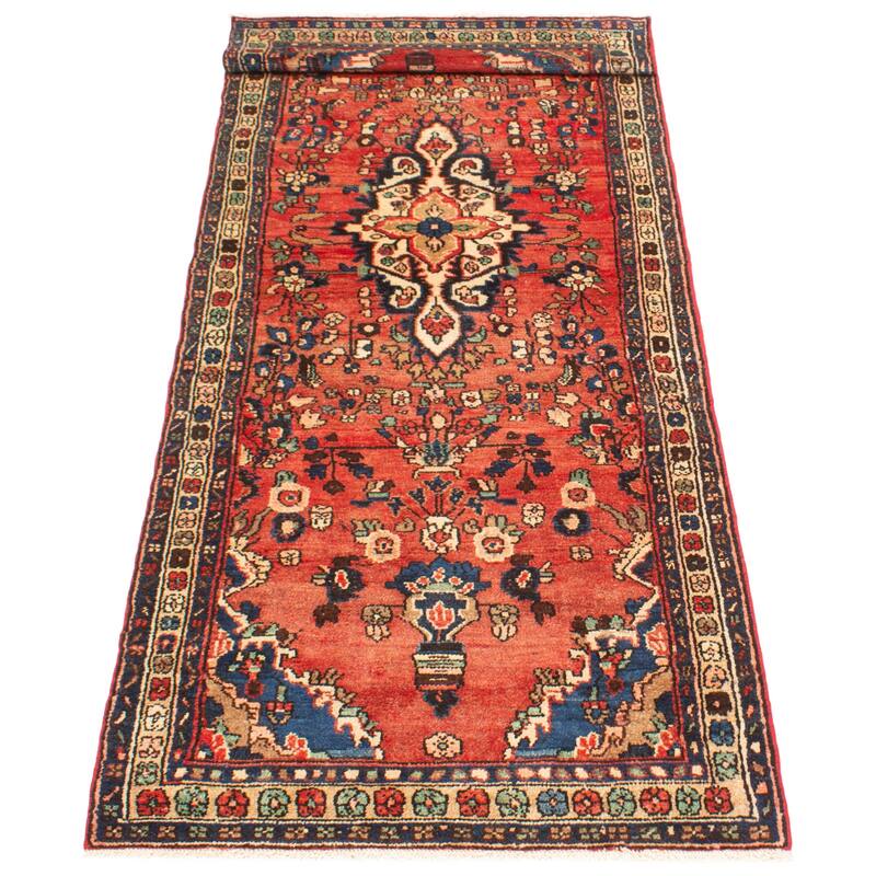 ECARPETGALLERY Hand-knotted Andelz Red Wool Rug - 3'6 x 10'3