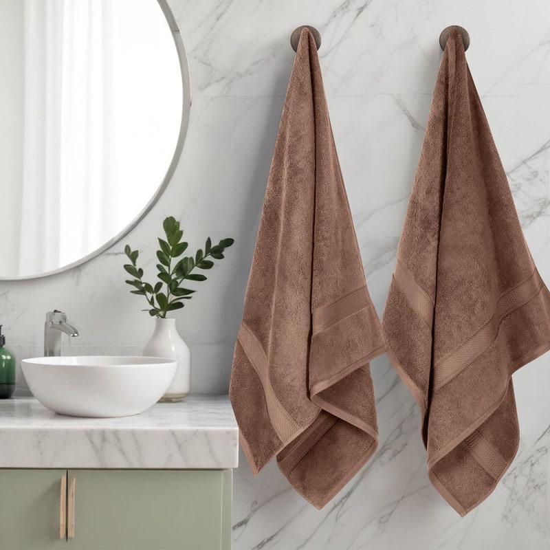 Superior Egyptian Cotton Pile Heavyweight Bath Towel Set of 2 - Chocolate