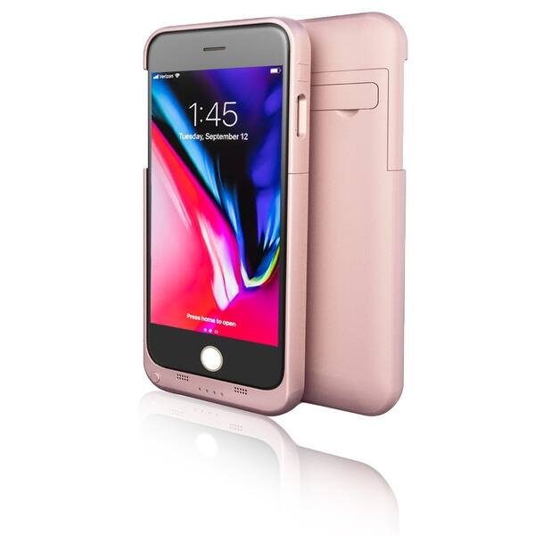 slide 1 of 3, Indigi PowerCase 4000mAh Portable Rechargeable Battery Protection Charging Case Compatible with iPhone 8 Plus 7 Plus (Rose Gold)