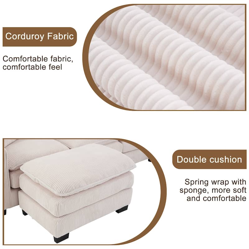 118.1'' Luxurious U-Shaped 6-Seat Sofa with Ottoman