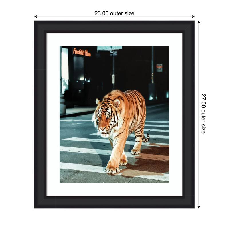 Kate and Laurel Framed Art Tiger in the City at Night 2 by Michael Schauer