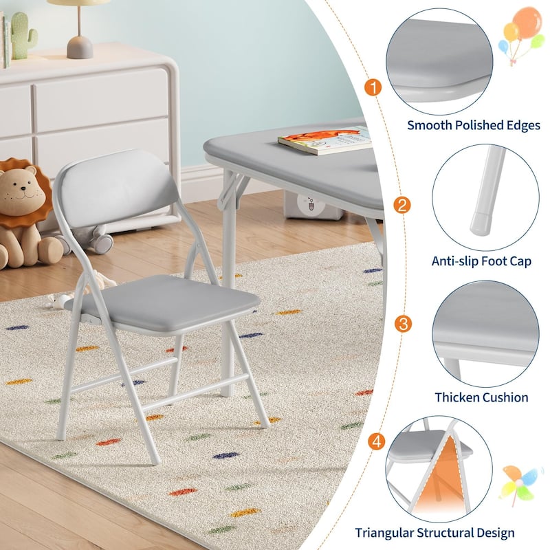 3/5-Piece Kids Folding Table and Chairs Set, Toddlers Children's Activity Table and Chairs Set