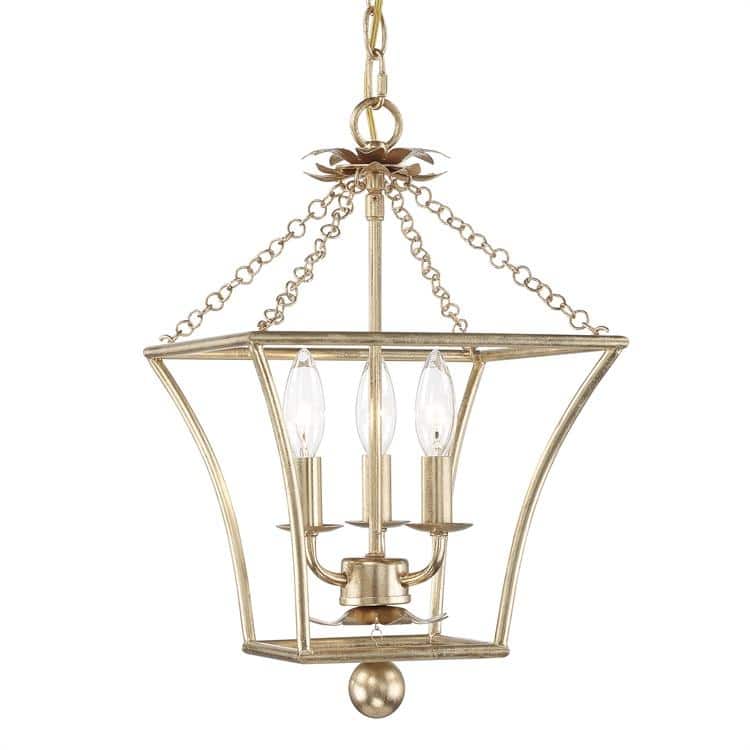 Broche 3 Light Antique Gold Lantern - 11'' W x 17'' H