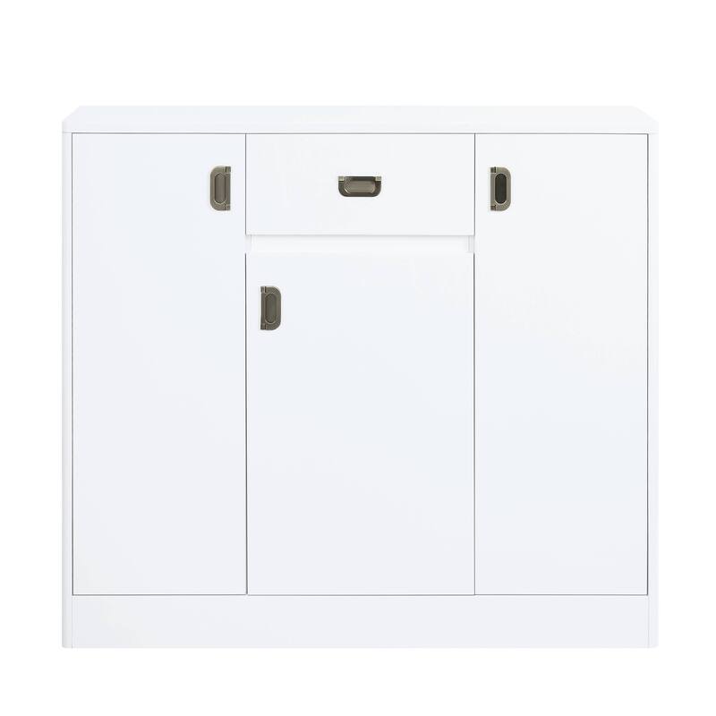White High Gloss 3-Door Server with Drawer
