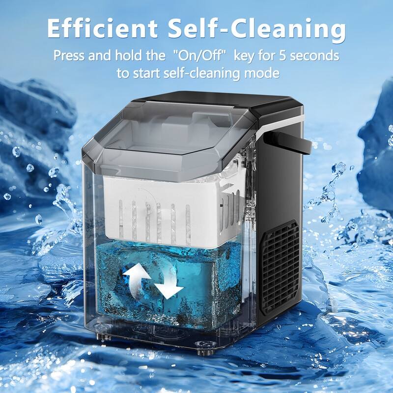Ice Makers Countertop, Portable Ice Maker Machine with Handle, Self-Cleaning Ice Maker, Ice Scoop and Basket