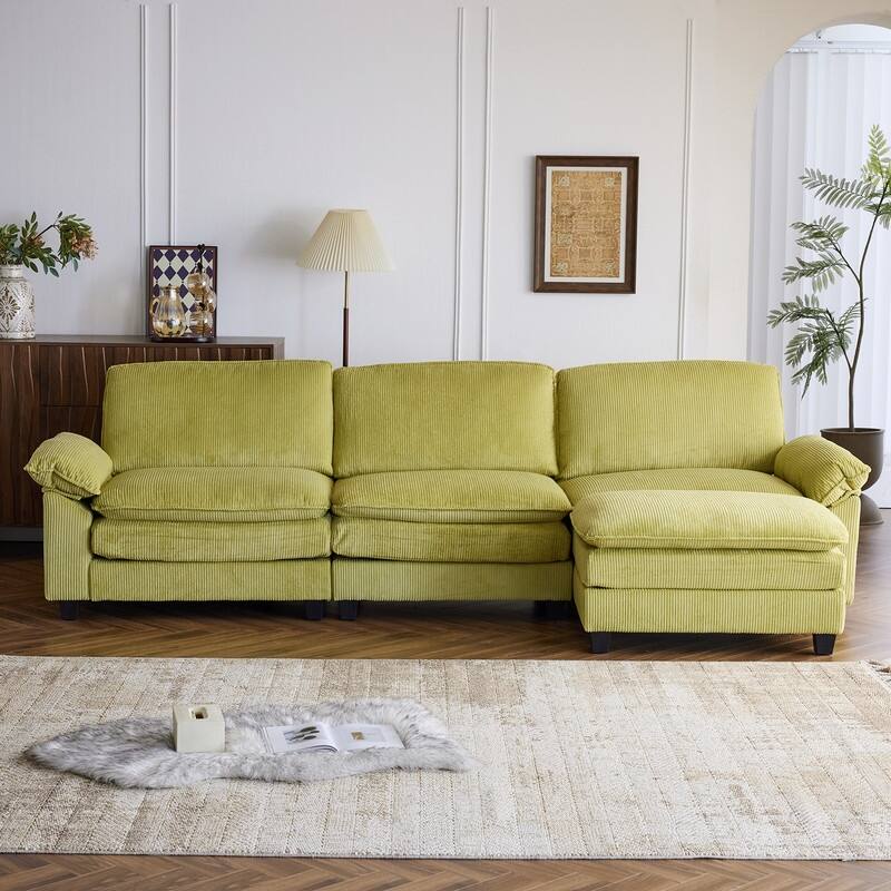Double Layer Cushion Cloud Couch, Moludar Sofa With Reversible Ottoman For Living Room