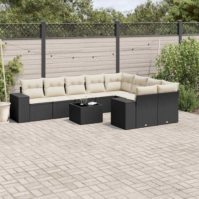 vidaXL Garden Sofa Set Black, Cream white - 122 x 57 x 27