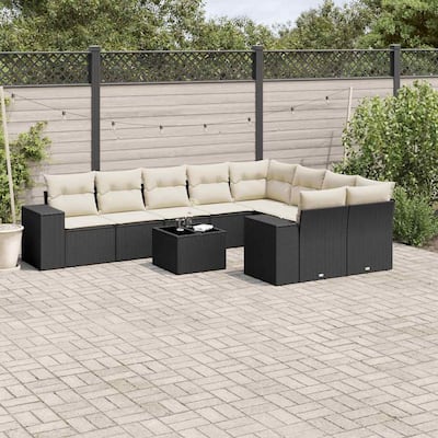 vidaXL Garden Sofa Set Black, Cream white - 122 x 57 x 27