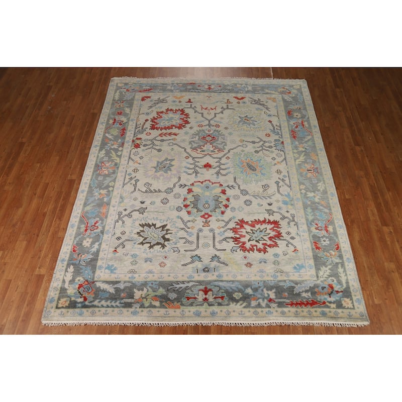 Oushak Indian Area Rug Handmade Transitional Wool Carpet - 8'0"x 9'10"