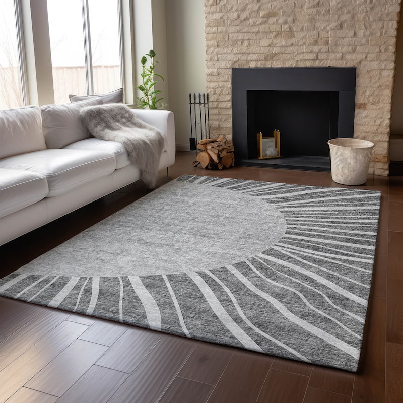 Premium Washable Super Soft Contemporary Rays Mayfield Rug