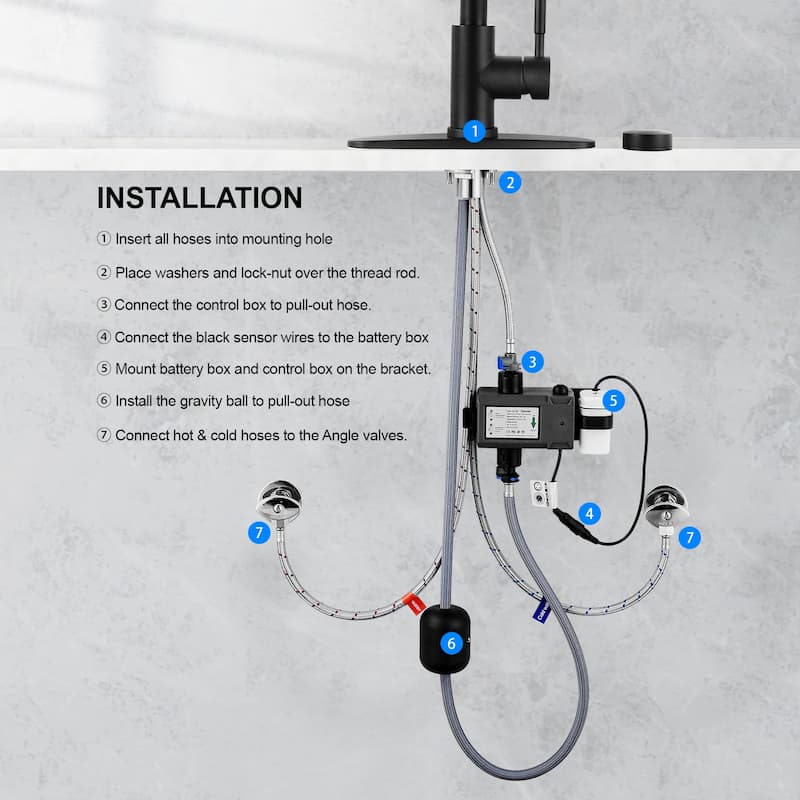 WOWOW Single Handle Pull Down Sprayer Kitchen Faucet with Mobile Sensor