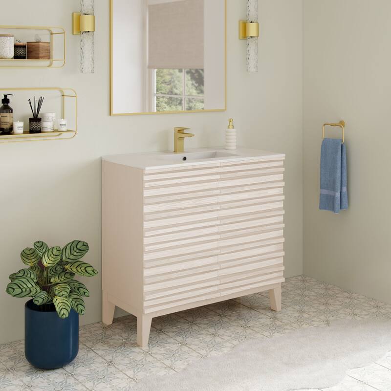 Cascade 30" Freestanding Bathroom Vanity In White Oak With Sink Top - 30