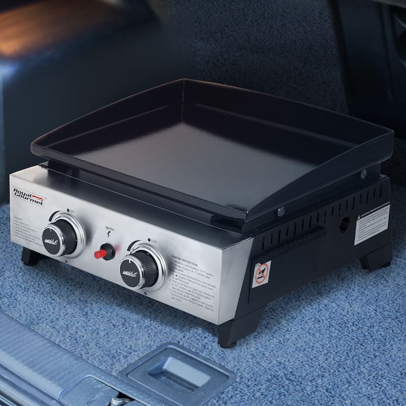Royal Gourmet Portable 2-Burner Portable Grill Griddle,Black & Silver