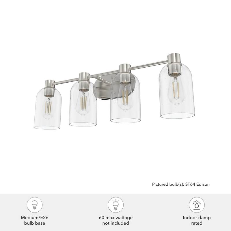 Hunter Lochemeade 4-Light Vanity Wall Light, Damp-Rated - Bathroom, Laundry - Modern Farmhouse, Contemporary, Industrial