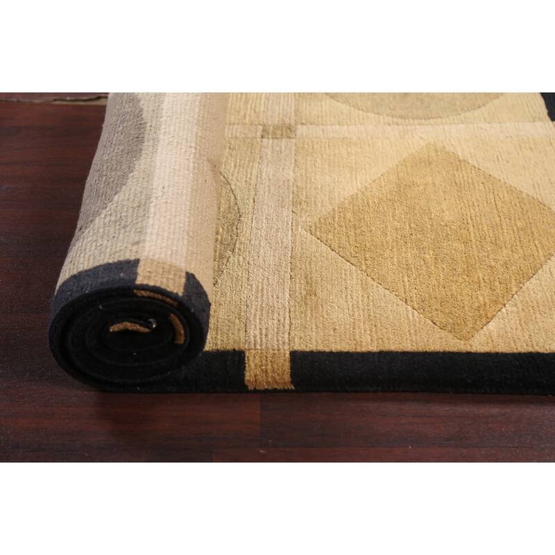 Vegetable Dye Geometric Nepalese Oriental Area Rug Wool Hand-knotted - 4'1" x 6'0"
