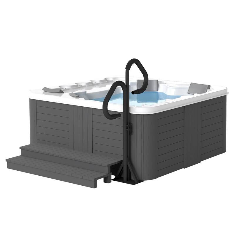 Domi Hot Tub Handrail, Aluminum Spa Hand Rail with 44"-60" Adjustable Height & 360° Swivel, Safety Side Handrails