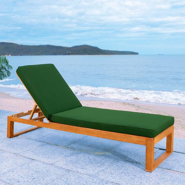 SAFAVIEH Outdoor Solano Sun Lounger with Cushion - 24.8" W x 80.9" L x 37.4" H