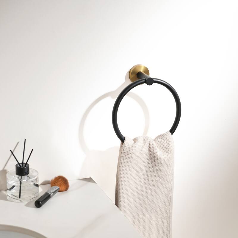 ANZZI 4-Piece Matte Black & Satin Brass Bathroom Accessories Set