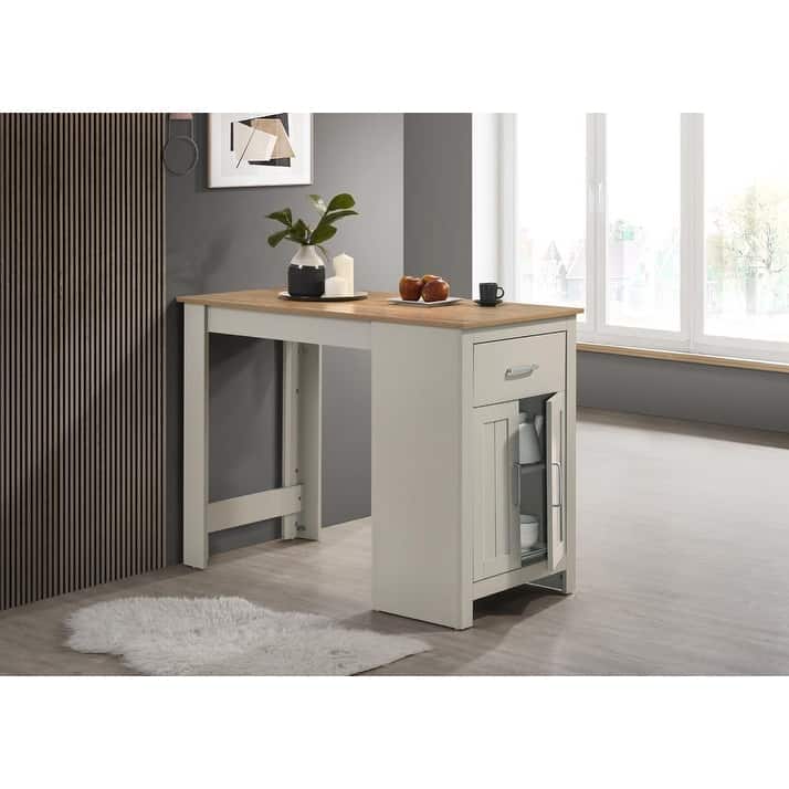 Alonzo Small Space Counter Height Dining Table with Cabinet and Drawer Storage