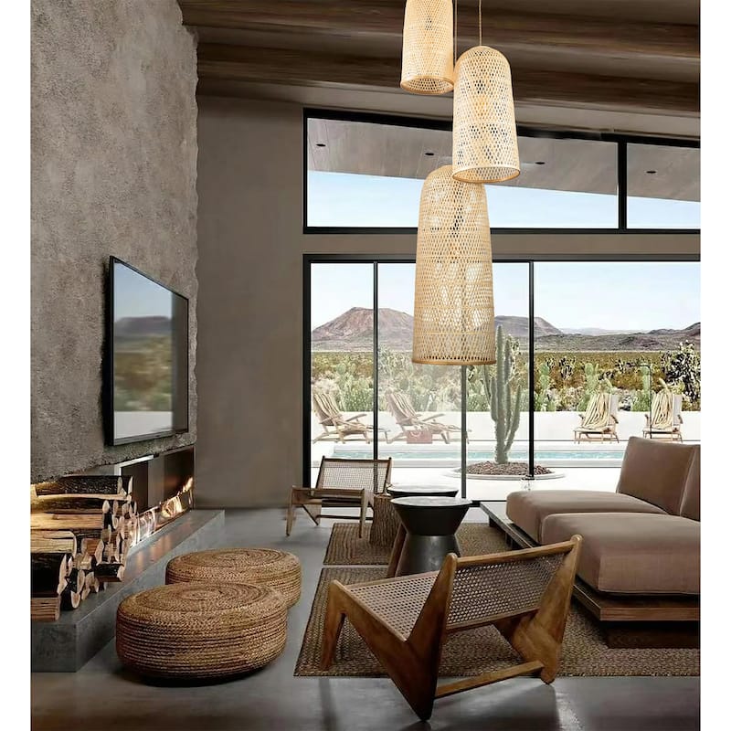 Three Lights Rattan Pendant Light