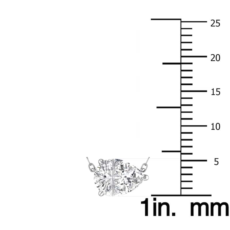 Marquee 1 Carat Lab Grown Floating Pear-Shaped Diamond Solitaire Pendant - 14K White Gold