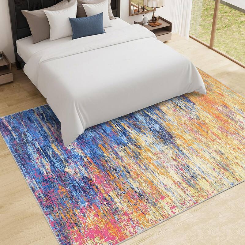 Area Rug Living Room Rugs Modern Abstract Soft Indoor Rug Low Pile Non Slip Accent Carpet
