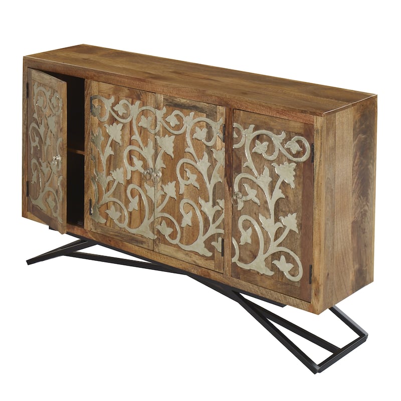 Brass Scroll Mango Credenza
