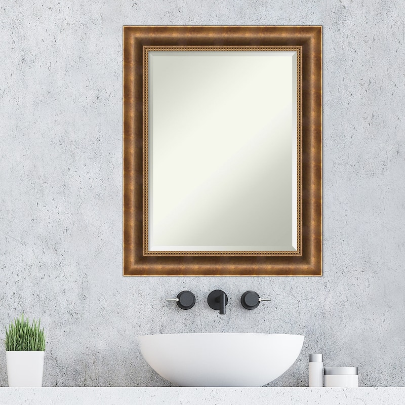 Beveled Wood Bathroom Wall Mirror - Manhattan Bronze Frame