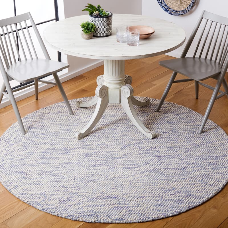 SAFAVIEH Handmade Natura Onica Wool Rug - 6' Round - Blue/Ivory - Round
