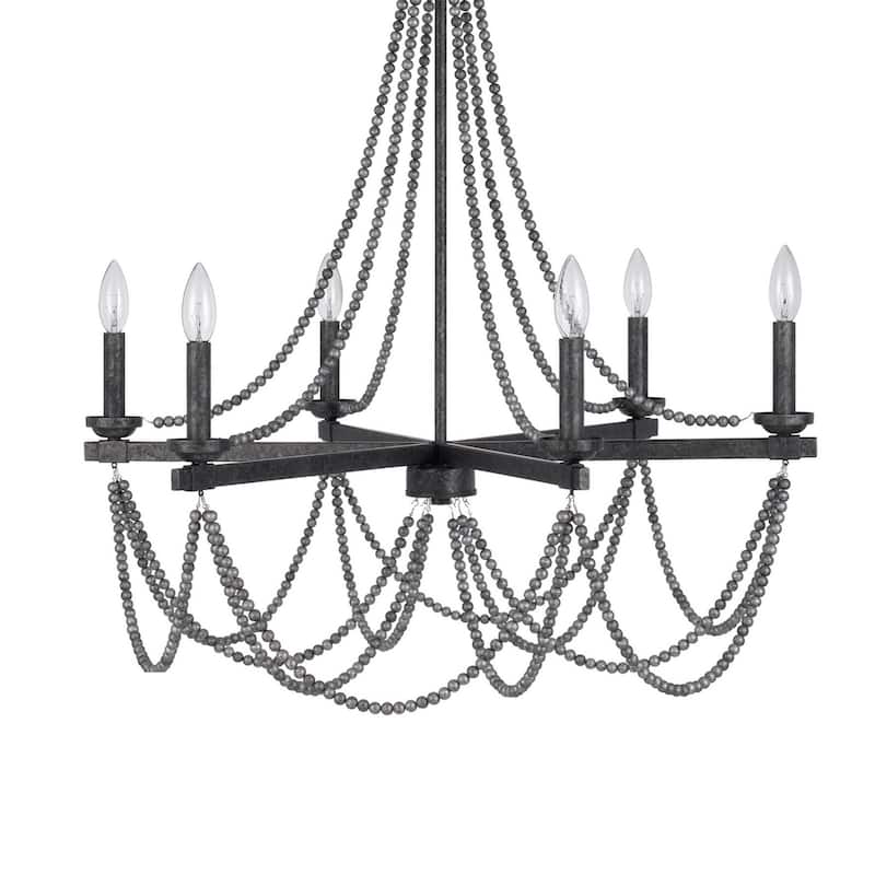 Tura 30 Inch Chandelier, Classic Chrome Beaded Candelabra Design