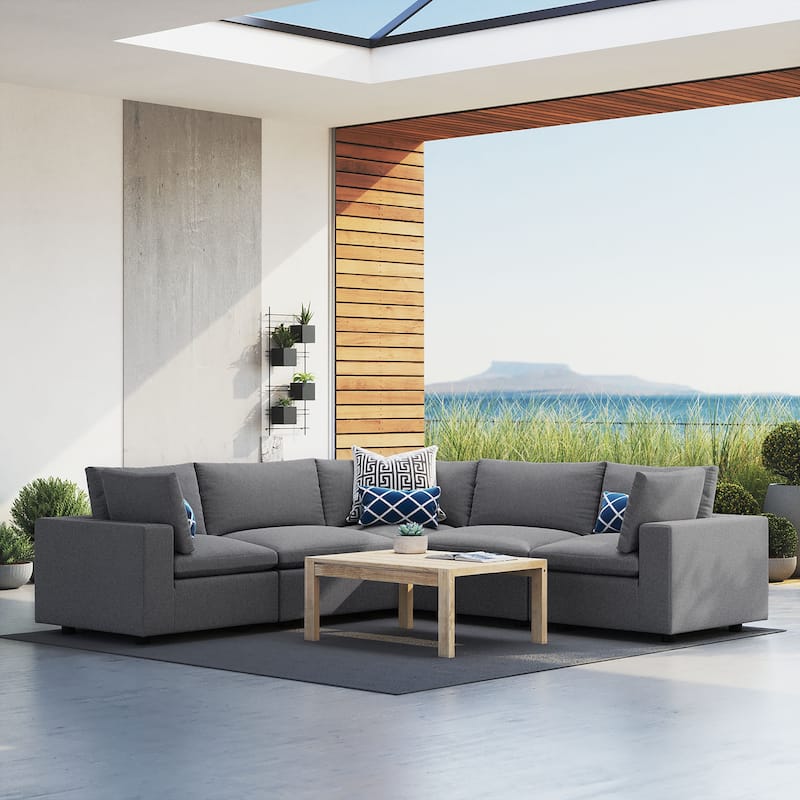 Commix 5-Piece Sunbrella® Outdoor Patio L-Shape Sectional Sofa - Grey