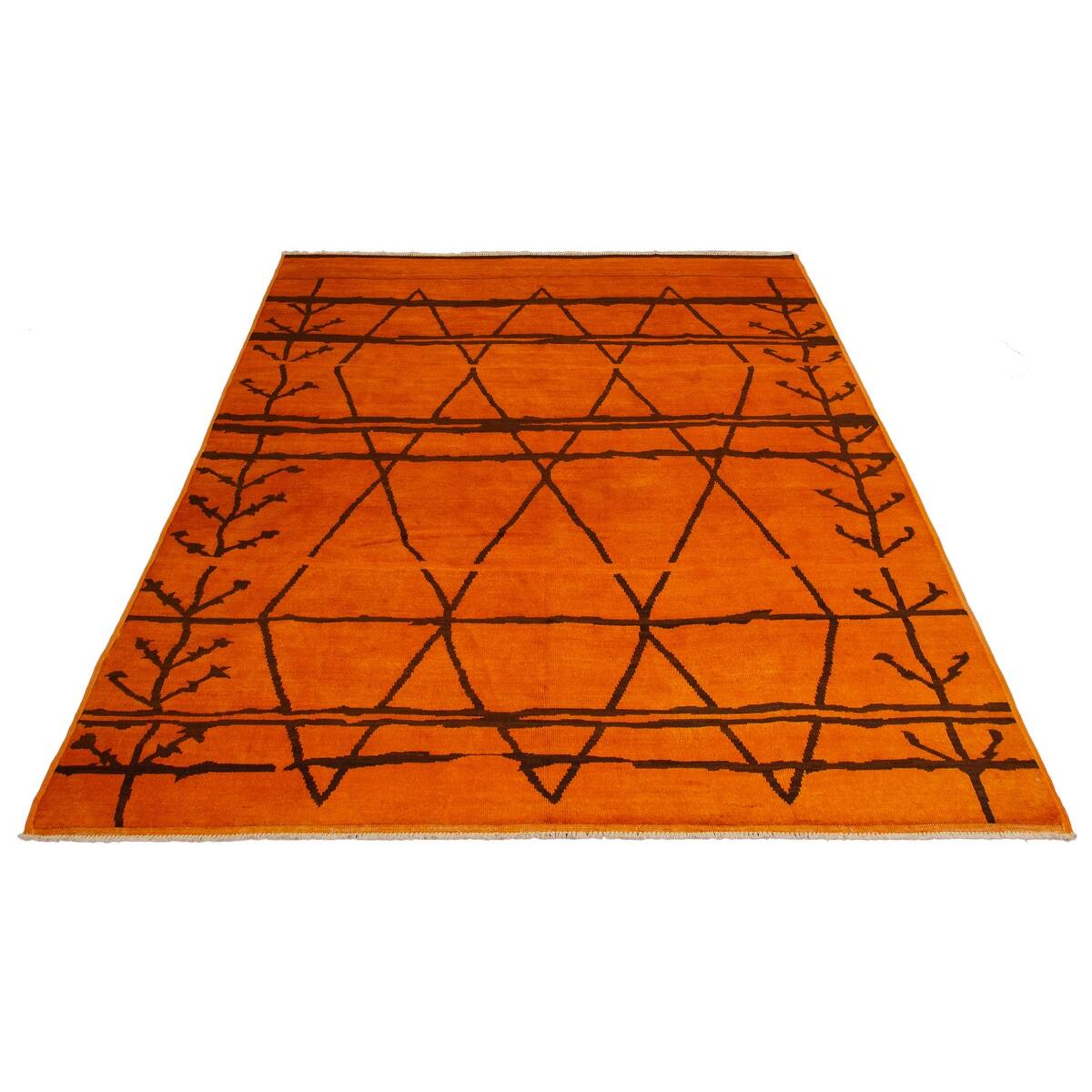 ECARPETGALLERY Handknotted Vibrance Orange Wool Rug 10'0 x 13'3 On
