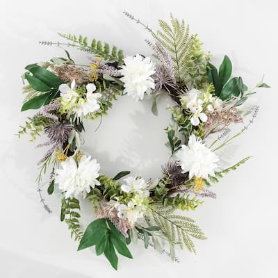 SAFAVIEH Faux 24-inch Dahlia & Olive Wreath