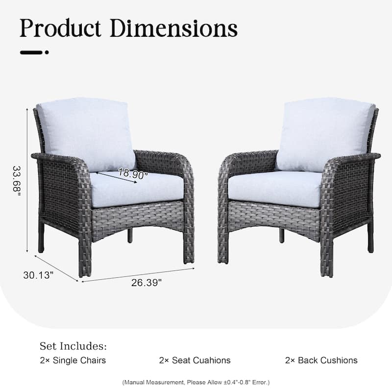 HOOOWOOO 2-piece Wicker Rattan Outdoor Patio Furniture Chair Set