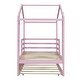 preview thumbnail 10 of 12, Pink Twin Size Solid Wood House Bed with Trundle, Fence, and Writing Board for Kids