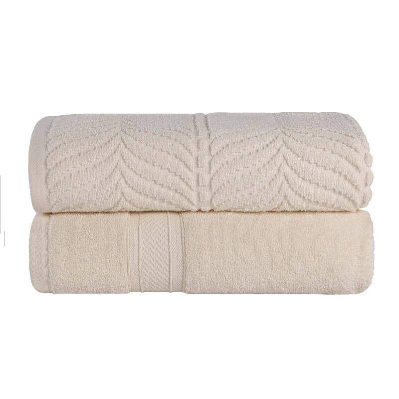 Superior Chevron Zero Twist Solid and Jacquard Cotton Bath Sheet Set of 2