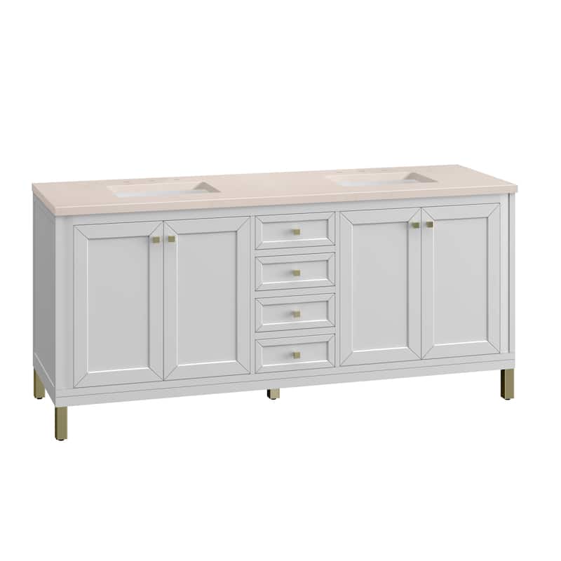 James Martin Vanities Chicago 72" Double Basin Hardwood Vanity Set