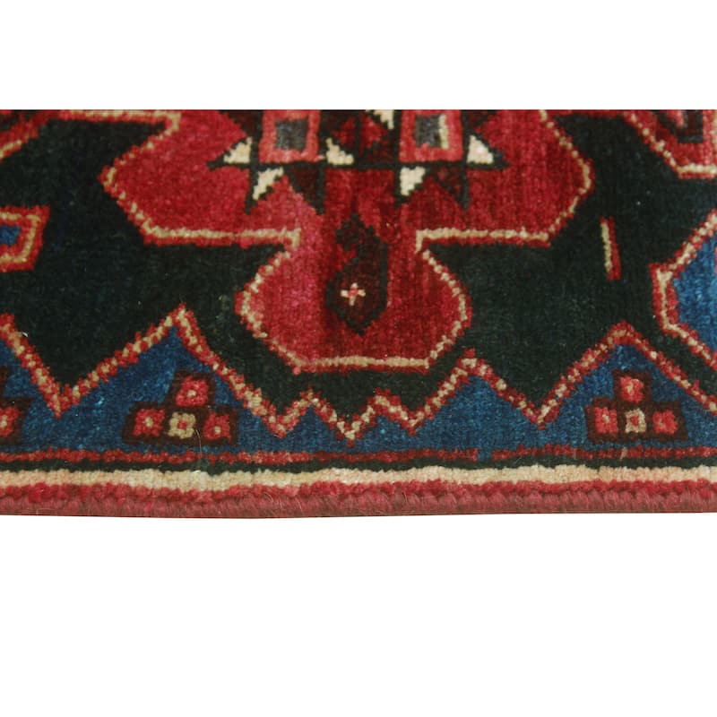 Fine Vintage Distressed Alexmar Charcoal/Red Runner - 2'6" x 9'0"