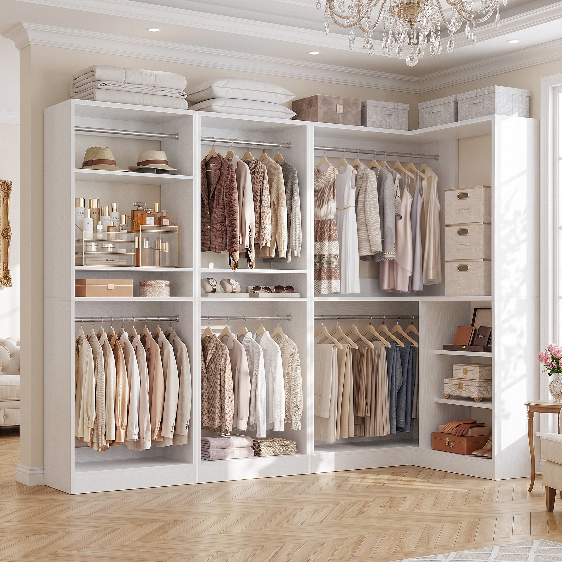 Cimly Set of 3 Freestanding Closet System with Hanging Rods