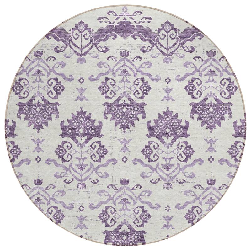 Machine Washable Indoor/ Outdoor Chantille Medallion Damask Rug