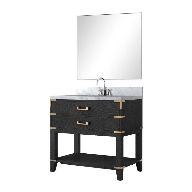 Norwalk Bath Vanity with Carrara Marble Top, Sink, Mirror and Faucet