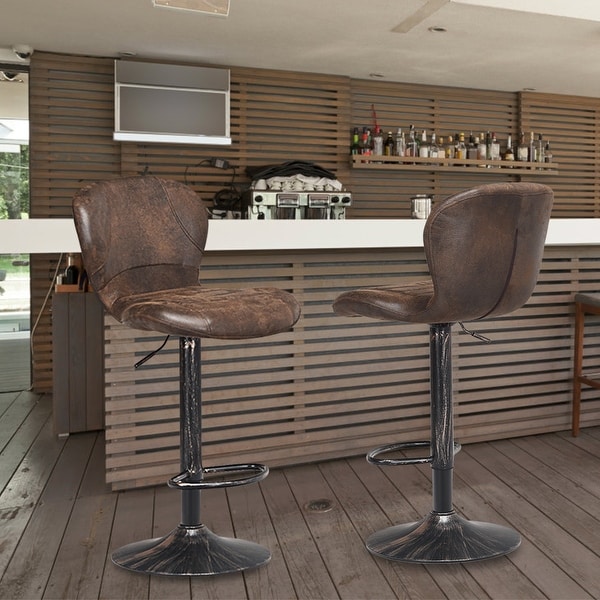 Set of 2 Adjustable Swivel Bar Stool with Footrest Retro Style. Opens flyout.
