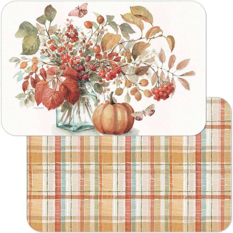Reversible Wipe Clean Plastic Placemats - Autumn in Nature -Set of 4