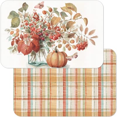 Reversible Wipe Clean Plastic Placemats - Autumn in Nature -Set of 4