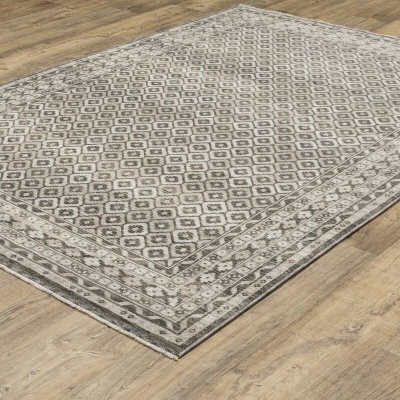 Style Haven Cadiz Faded Diamond Panel Grey/Beige Area Rug - 3' 3" x 5' - Rectangle