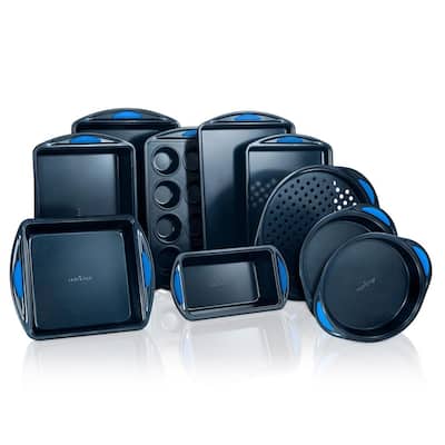 NutriChef Kitchen Oven Non Stick Blue Diamond Carbon Steel 10 Piece Bakeware Set - 15.70 x 9.80 x 2.10 inches