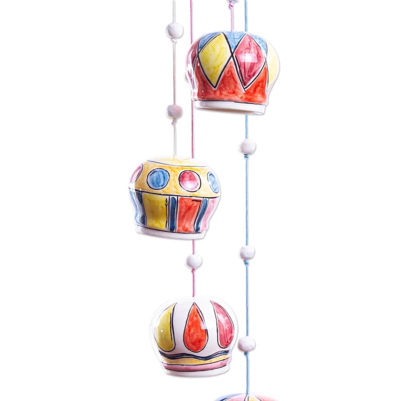 NOVICA Handmade Balloon Brigade Ceramic Wind Chime