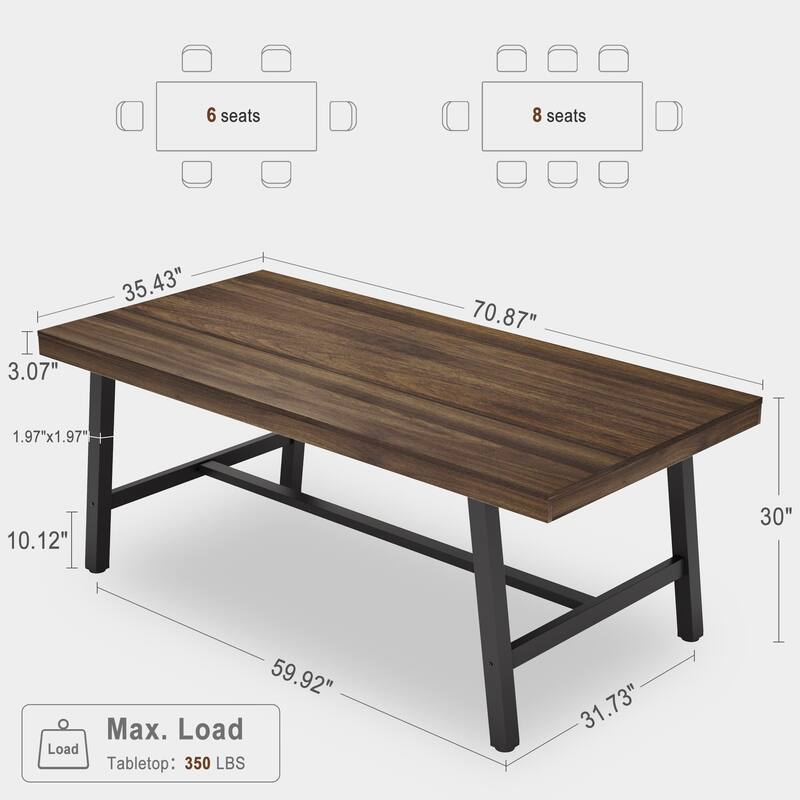 Extra Long Dining Table and Office Desk, Industrial Modern Study Table