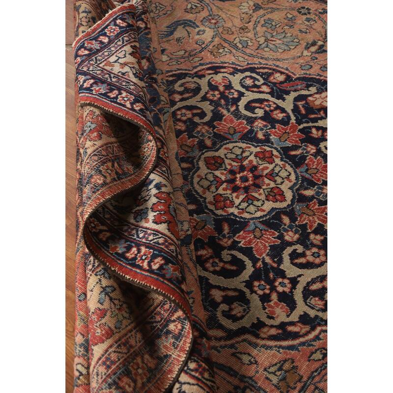 Hand Knotted Oriental 100% Wool Carpet Traditional Floral Pink Tabriz Area Rug - 11' 0'' X 8' 0''