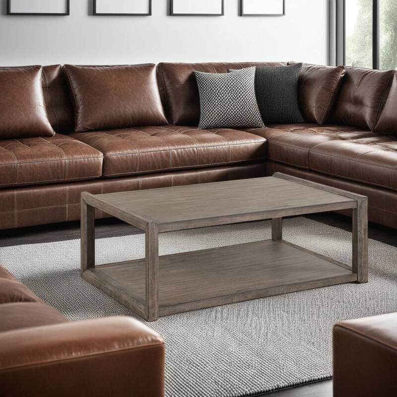 Bridgevine Home Avana Coffee Table, No Assembly Required, Smokey Greige Finish - Smoky Greige - Wood